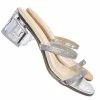 Soda Deborah Rhinestone Perspex Mule Slides - Womens Acrylic Heel Crystal Sandals