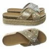 Soda Delta Rhinestone Crystal Slipper Sandal W Espadrille, Cork Footbed & Shark Tooth