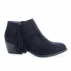 Doctor By Soda, Women's Low Chunky Block Stack Heel W Side Fringe Detail