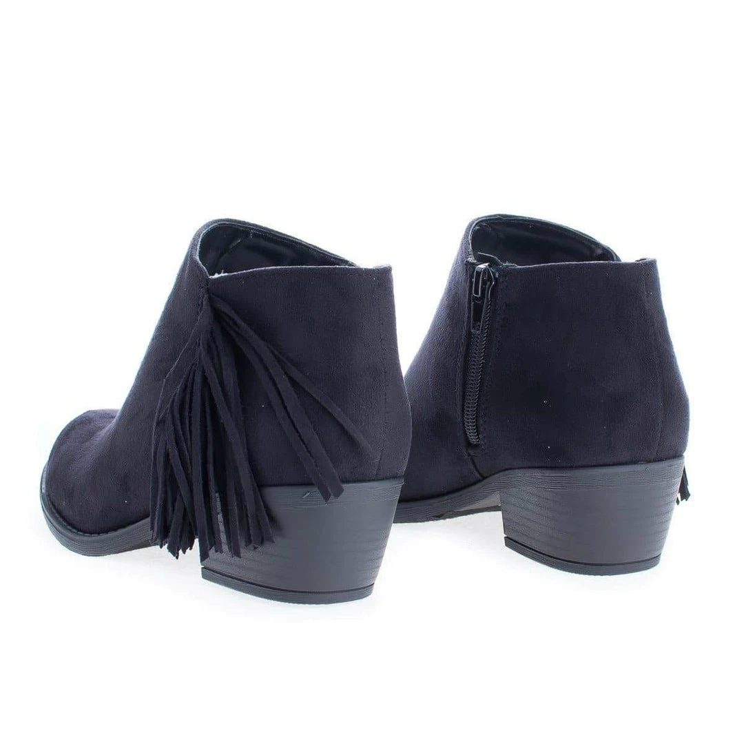 Doctor By Soda, Women's Low Chunky Block Stack Heel W Side Fringe Detail