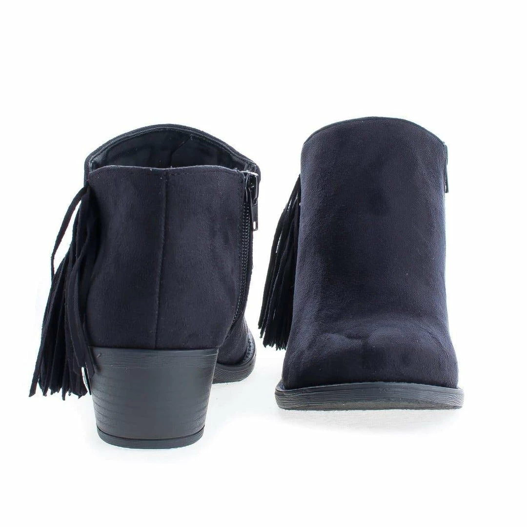 Doctor By Soda, Women's Low Chunky Block Stack Heel W Side Fringe Detail