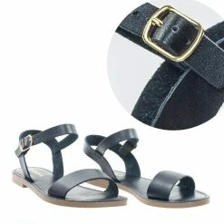 Soda New Dotty1 Open Toe Flat Sandal W Adjustable Ankle Strap