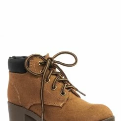 Soda New EquityIIH Childrens Block Heel Work Boot - Kid Heavy Lace Up Combat Hiking Shape