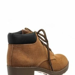 Soda New EquityIIH Childrens Block Heel Work Boot - Kid Heavy Lace Up Combat Hiking Shape