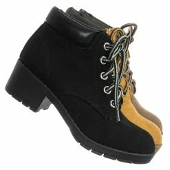 Soda New EquityIIH Childrens Block Heel Work Boot - Kid Heavy Lace Up Combat Hiking Shape