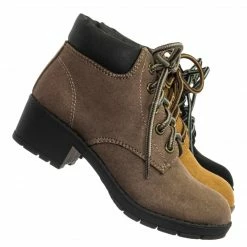 Soda New EquityIIH Childrens Block Heel Work Boot - Kid Heavy Lace Up Combat Hiking Shape