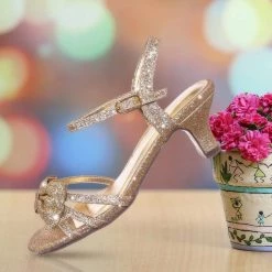 Soda New GirlyII Children Girls Block Heel Sandal - Kids Bow Glitter Dress Shoes