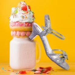 Soda New GirlyII Children Girls Block Heel Sandal - Kids Bow Glitter Dress Shoes