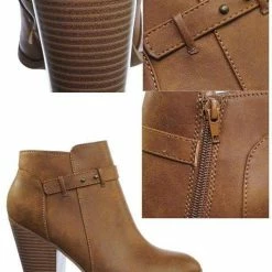 Soda New House Fashion Western Bikers Motorcycle Block Heel Ankle Bootie W Belt