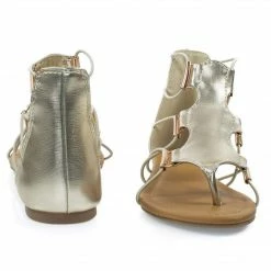 Soda New Impact Denim Jean Women Gladiator Open Toe Flat Sandal W Elastic Cord String & Metal Detail