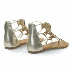 Soda New Impact Denim Jean Women Gladiator Open Toe Flat Sandal W Elastic Cord String & Metal Detail