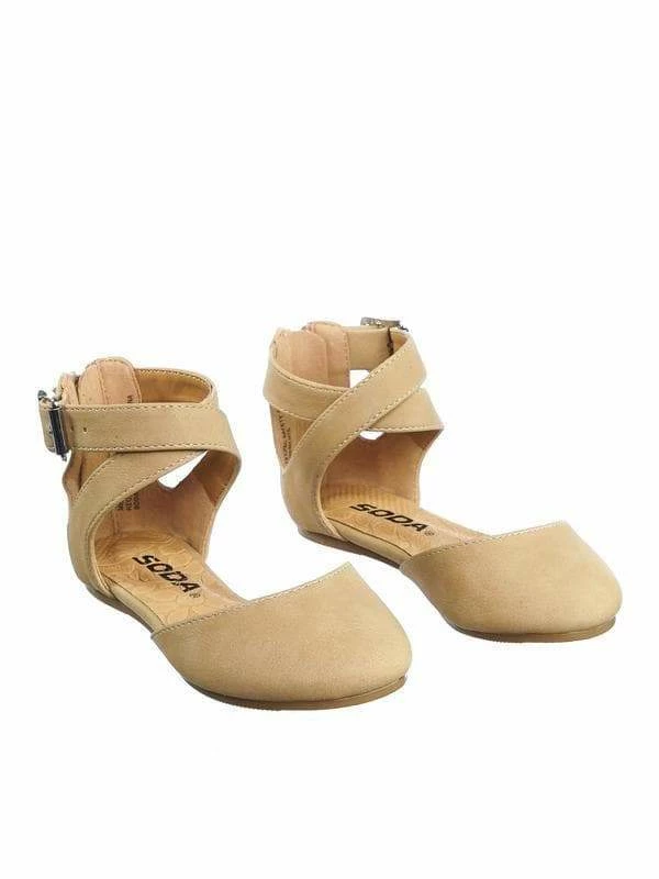 Soda Kiner-IIS Children Girl Flat Round Toe D'Orsay Open Shank Flats