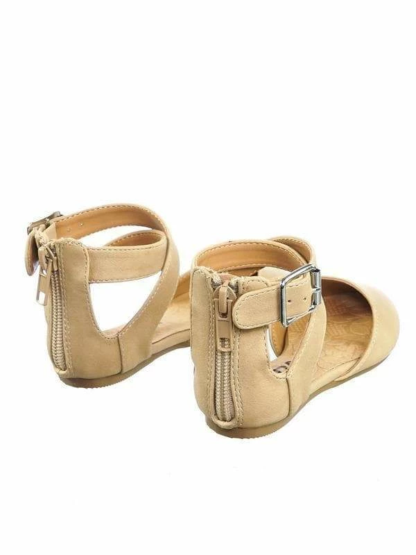 Soda Kiner-IIS Children Girl Flat Round Toe D'Orsay Open Shank Flats