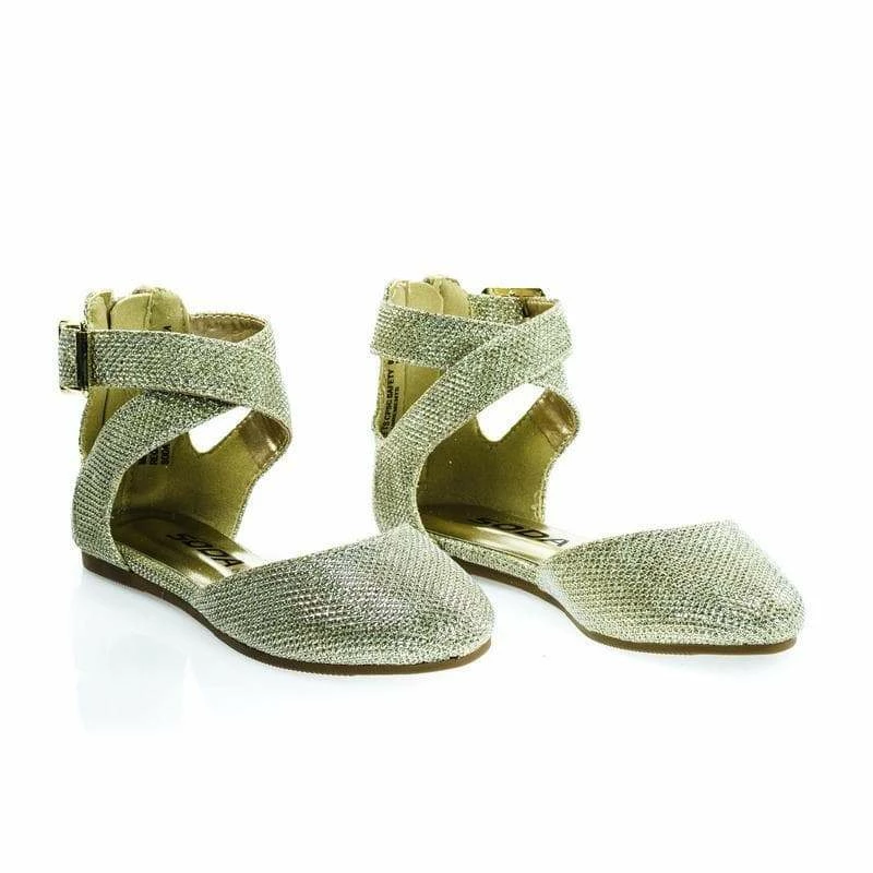 Soda Kiner-IIS Children Girl Flat Round Toe D'Orsay Open Shank Flats