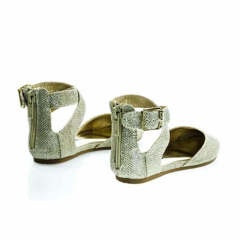 Soda Kiner-IIS Children Girl Flat Round Toe D'Orsay Open Shank Flats