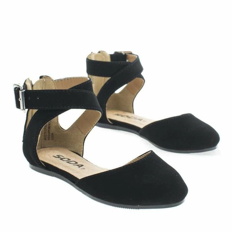 Soda Kiner-IIS Children Girl Flat Round Toe D'Orsay Open Shank Flats