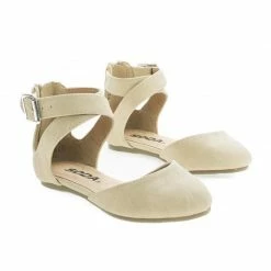 Soda Kiner-IIS Children Girl Flat Round Toe D'Orsay Open Shank Flats