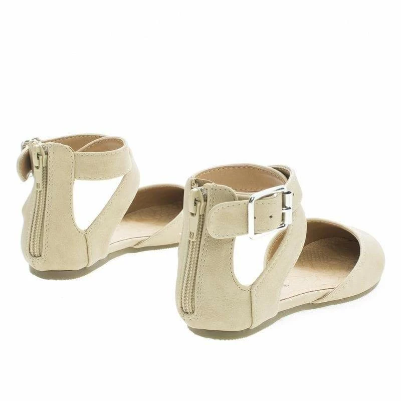 Soda Kiner-IIS Children Girl Flat Round Toe D'Orsay Open Shank Flats