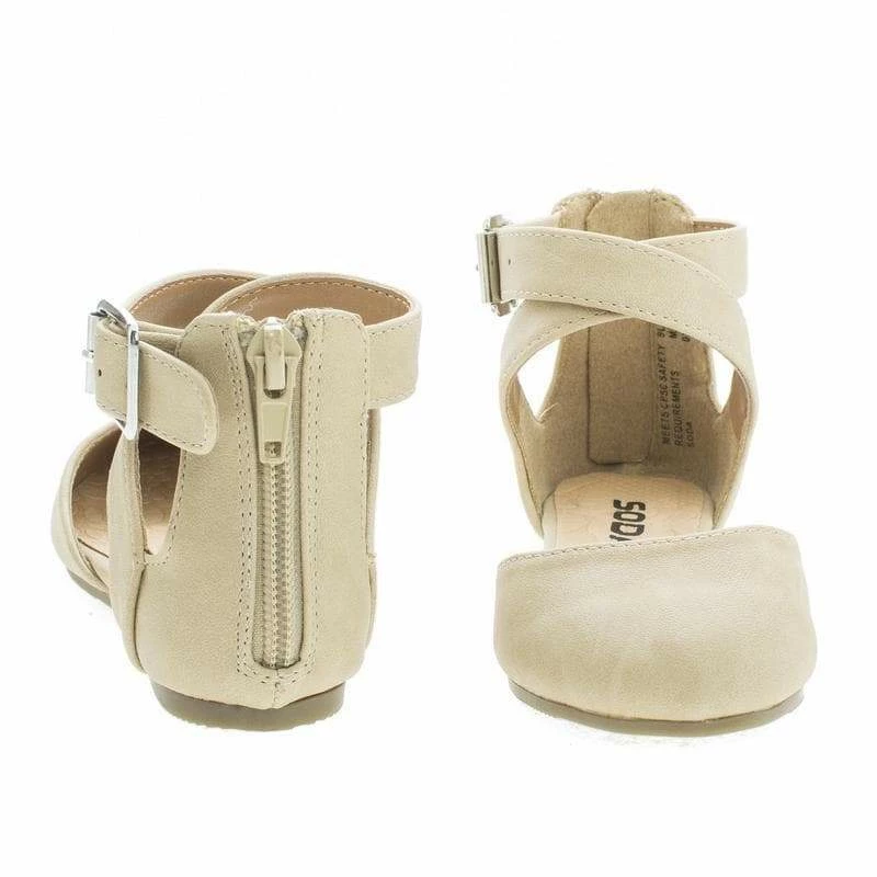 Soda Kiner-IIS Children Girl Flat Round Toe D'Orsay Open Shank Flats