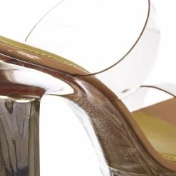 Soda Known Clear Acrylic Platform Heel Sandal - Womens Cinderella Neon Clear Slipper