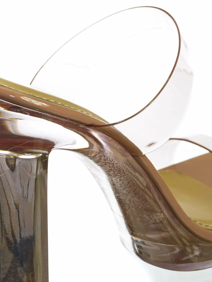 Soda Known Clear Acrylic Platform Heel Sandal - Womens Cinderella Neon Clear Slipper