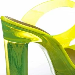 Soda Known Clear Acrylic Platform Heel Sandal - Womens Cinderella Neon Clear Slipper