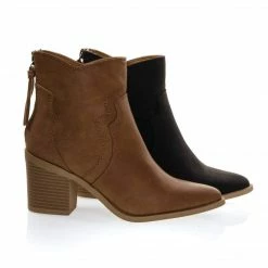 Soda New Lighting Women Cowboy Ankle Booties W Chunky Block Stack Heel, Zipper Tassel