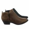 Soda Mantis Women Vintage Western Ankle Bootie Block Heel Perforated Hole Cut Out