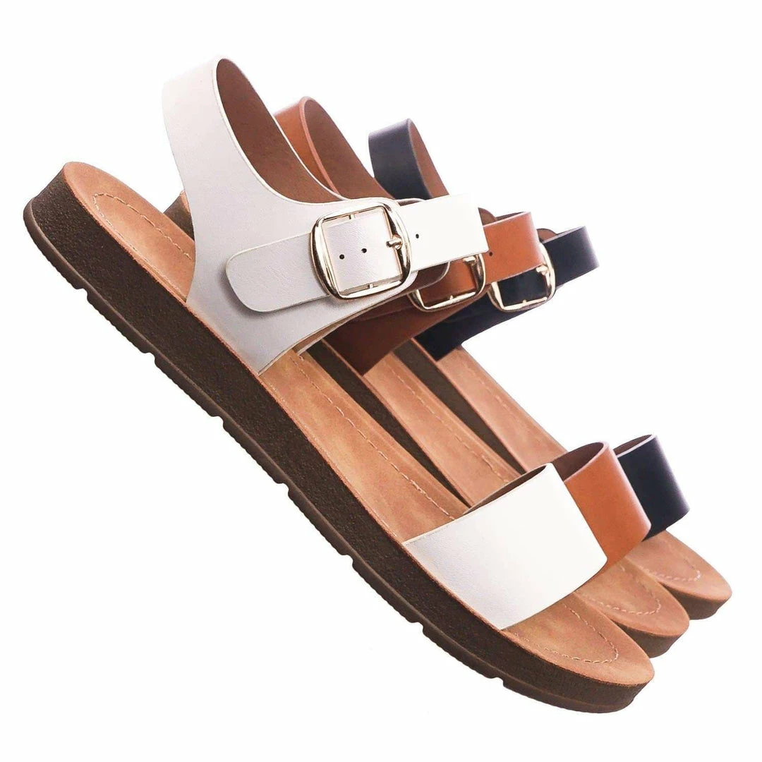 Soda New Plenty Soft Flexible Open Toe Flat Sandal On Lightweight Foam Outsole