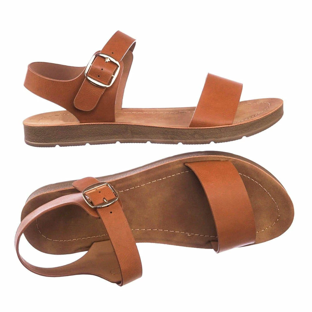 Soda New Plenty Soft Flexible Open Toe Flat Sandal On Lightweight Foam Outsole