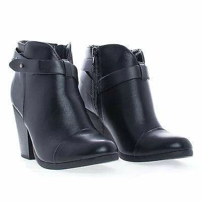Sugar By Soda, Almond Toe Western Ankle Wrap Stacked Heel Boots