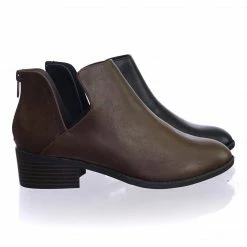 Soda Testing Double Side Slit Cutout Ankle Bootie W Low Block Heel