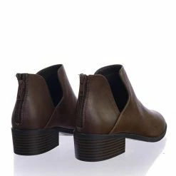 Soda Testing Double Side Slit Cutout Ankle Bootie W Low Block Heel
