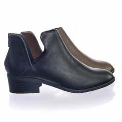 Soda Testing Double Side Slit Cutout Ankle Bootie W Low Block Heel