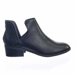 Soda Testing Double Side Slit Cutout Ankle Bootie W Low Block Heel