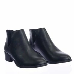Soda Testing Double Side Slit Cutout Ankle Bootie W Low Block Heel