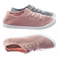 Zubin By Soda Rubber Sole Soft Comfortable Canvas Crochet Woven Elastic Flat Sneaker