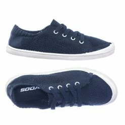Zubin By Soda Rubber Sole Soft Comfortable Canvas Crochet Woven Elastic Flat Sneaker