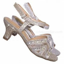 Speed Limit 98 Abbie2 Girls Glitter Rhinestone Sandal - Childrens Kids Heel Open Toe Dress Shoe