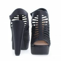 ManjiH By Speed Limit 98, Peep Toe Caged Sling Back Velcro Strap High Heel Platform Pumps New