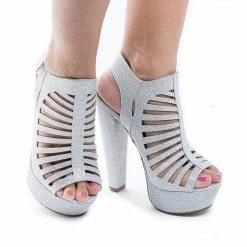 ManjiH By Speed Limit 98, Peep Toe Caged Sling Back Velcro Strap High Heel Platform Pumps New