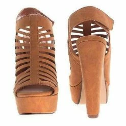 ManjiH By Speed Limit 98, Peep Toe Caged Sling Back Velcro Strap High Heel Platform Pumps New