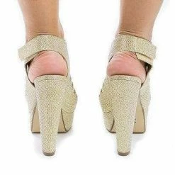 ManjiH By Speed Limit 98, Peep Toe Caged Sling Back Velcro Strap High Heel Platform Pumps New