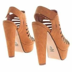 ManjiH By Speed Limit 98, Peep Toe Caged Sling Back Velcro Strap High Heel Platform Pumps New