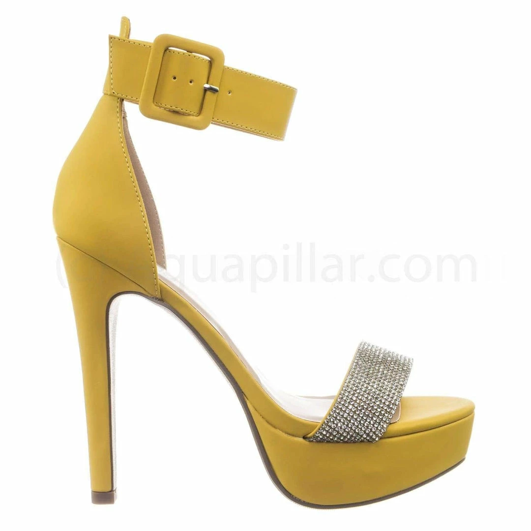 Speed Limit 98 Notice Rhinestone Encrusted Platform High Heel Sandal W Thick Ankle Strap