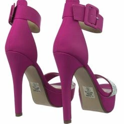 Speed Limit 98 Notice Rhinestone Encrusted Platform High Heel Sandal W Thick Ankle Strap