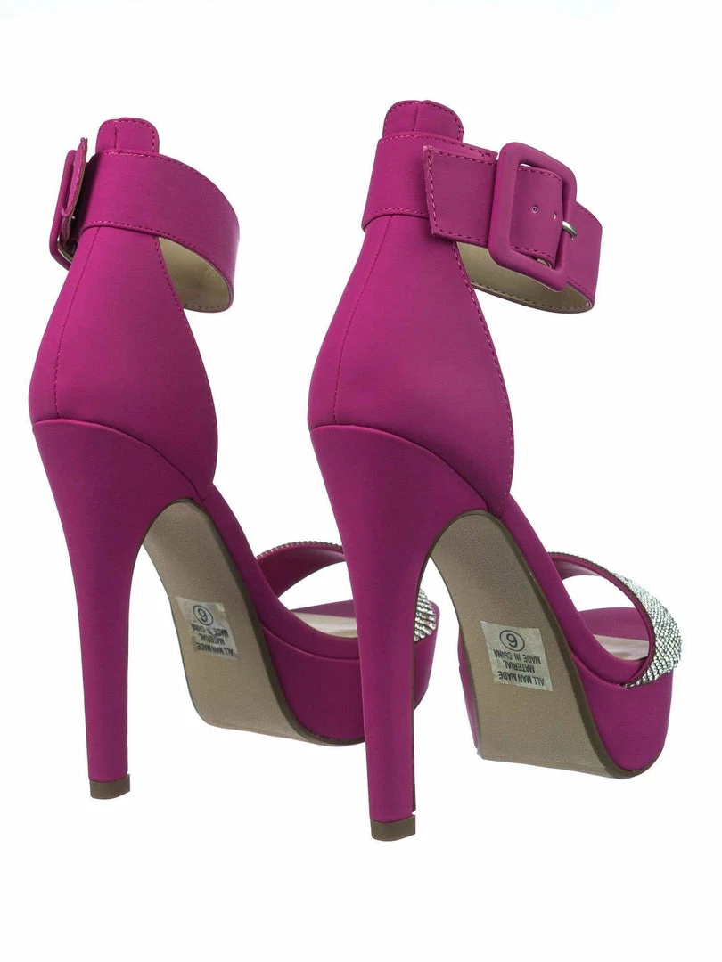 Speed Limit 98 Notice Rhinestone Encrusted Platform High Heel Sandal W Thick Ankle Strap