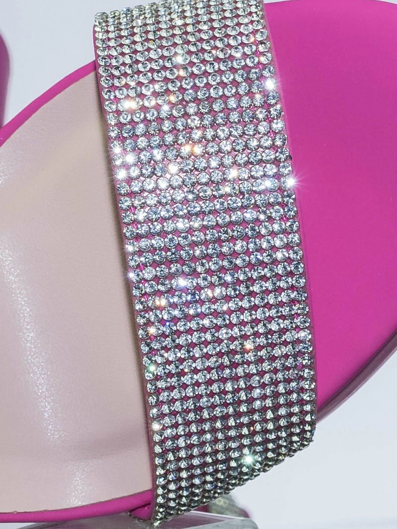 Speed Limit 98 Notice Rhinestone Encrusted Platform High Heel Sandal W Thick Ankle Strap