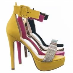 Speed Limit 98 Notice Rhinestone Encrusted Platform High Heel Sandal W Thick Ankle Strap
