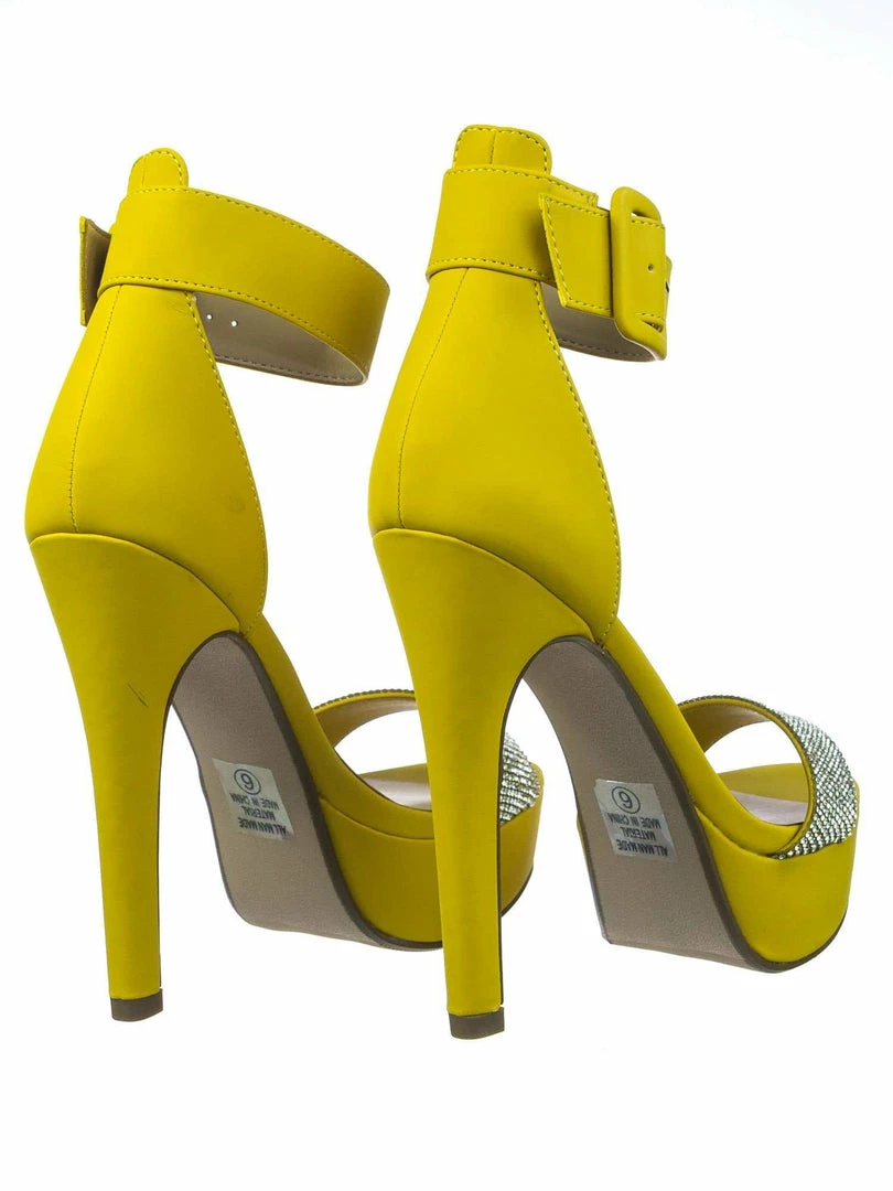 Speed Limit 98 Notice Rhinestone Encrusted Platform High Heel Sandal W Thick Ankle Strap